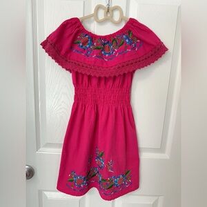 Vibrant Pink Floral Kids Dress